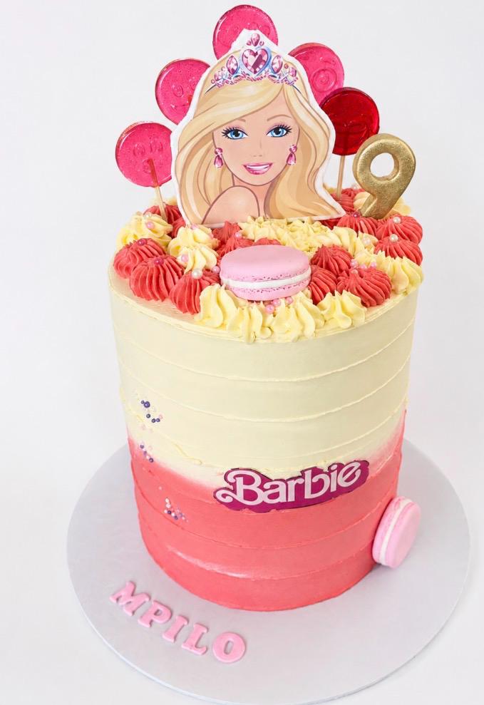 Pink Barbie birthday cake
